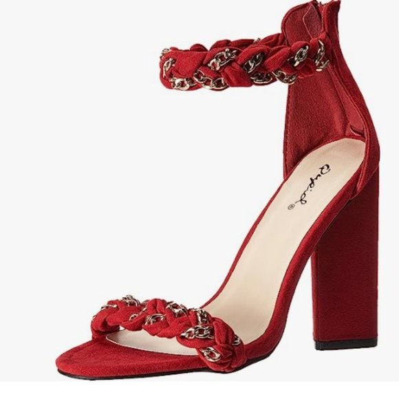 New Qupid LYRA-45 Heeled Sandal Red Suede | size  6 - Picture 2 of 6